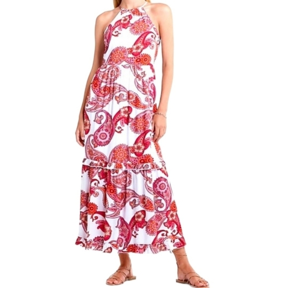 Express Dresses & Skirts - Express Textured Paisley Tiered Halter Maxi Dress